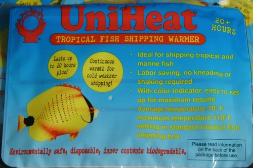 Fish Small Pets Insects 1-10x18 Shipping Bags Uniheat Shipping Warmer 30+ Hours 8 PACK PLUS Reptiles Etc...AND Shipping Bags to Hold in the Heat 30+ Hour Warmth for Shipping Live Corals 